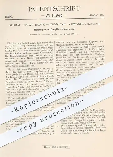 original Patent - George Brown Brock , Bryn Syfi , Swansea , England , 1880 , Dampfkesselfeuerung | Dampfkessel Feuerung