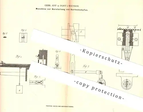 original Patent - Gebr. Adt , Pont à Mousson , 1880 , Herstellung der Kartonknöpfe | Karton - Knopf | Knöpfe , Schneider