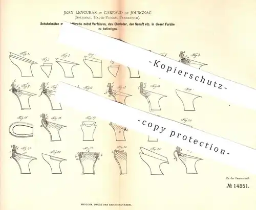 original Patent - Jean Leycuras , Gareaud de Jourgnac , Solignac , Haute Vienne , Frankreich  1880 , Schuhabsatz | Schuh