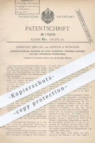 original Patent - Christine Zibulski / Arnold , München 1904 , Armstütze | Stütze für Arme , Gelenke , Orthopäde , Arzt