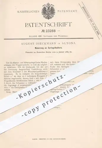 original Patent - August Dieckmann , Hamburg / Altona , 1883 , Spriegelhalter | Spriegel , Wagenverdeck , Sattler !!