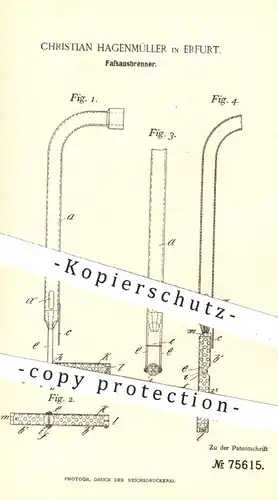 original Patent - Christian Hagenmüller , Erfurt  1893 ,  Fassausbrenner | Fass , Fässer , Bierfass , Brenner , Brauerei