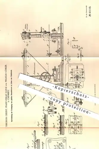 original Patent - Th. Geilert, Franz Oskar Dathe , Wilh. Göhler , Chemnitz , 1886 , Oesenlöcher in Litzen aus Stahldraht