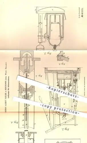 original Patent - Henry Albert Fleuss , Newtown , Insel Wight , England , 1886 , Luftpumpe für Kältemaschinen | Eis !!