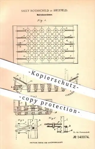 original Patent - Sally Rothschild in Bielefeld , 1902 , Matratzenrahmen , Matratze , Bett , Sofa , Couch , Möbel !!!