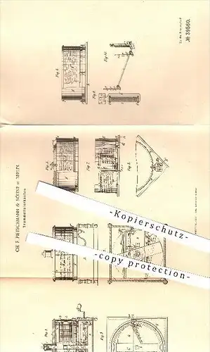 original Patent - Ch. F. Peitschmann & Söhne in Berlin , 1886 , Trommel - Leierkasten , Musik , Musikinstrumente , Leier