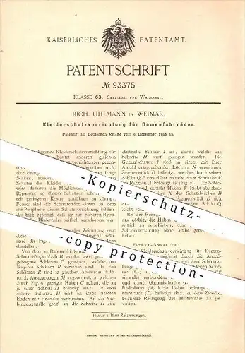 original Patent - R. Uhlmann , Weimar , 1896 , Kleiderschutz für Damenfahrräder , Fahrrad , Fahrräder , Speichenschutz !