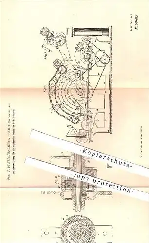 original Patent - G. Peltzer - Teacher , Rheydt , 1892 , Antrieb für die Deckel an Deckelkrempeln , Krempel , Spinnerei