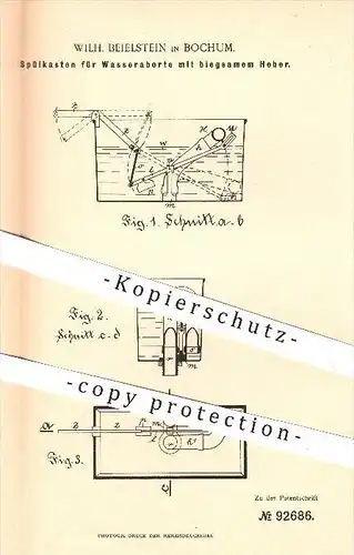 original Patent - W. Beielstein in Bochum , 1896 , Spülkasten für Wasseraborte , Wasserleitung , WC , Toilette , Sanitär