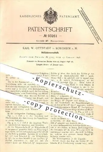 original Patent - Karl W. Ottstadt , Kostheim / Main , 1896 , Verschluss für Rollladen , Rollläden , Rollo , Fenster !!