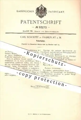 original Patent - Carl Schoepff , Frankfurt / Main , 1896 , Federhalter , Feder , Federn , Schreibfeder , Schreiben !!!
