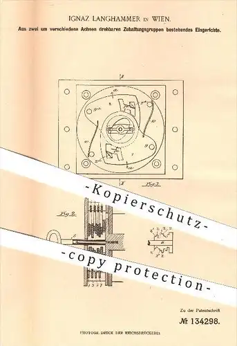 original Patent - Ignaz Langhammer , Wien , 1901, Eingerichte , Schloss , Türschloss , Schlüssel , Schlösser , Schlosser