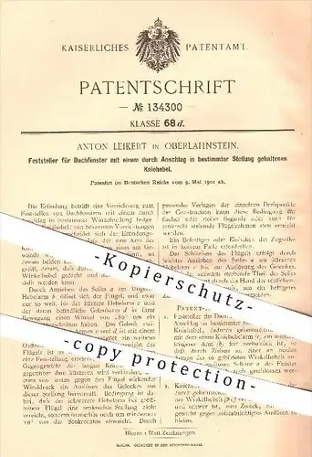 original Patent - Anton Leikert , Oberlahnstein , 1901 , Feststeller am Dachfenster mit Kniehebel , Fenster , Fensterbau