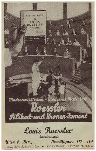 original Werbung - 1936 - Louis Roessler in Wien , Scheideanstalt , Zahnarzt , Stomatologe , Zähne !!!