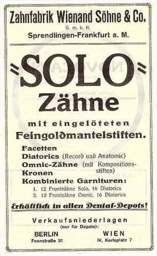 original Werbung - 1924 - Zahnfabrik Wienand & Co in Sprendlingen-Frankfurt , Zahnarzt , Dermatologe , Stomatologe