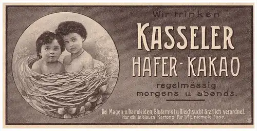 original Werbung - 1907 - Kasseler Hafer Kakao , Cacao , Kassel !!!