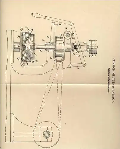 Original Patentschrift - H. Meltzer in Ratibor / Racibórz , 1897 , Kugelbearbeitungsmaschine !!!