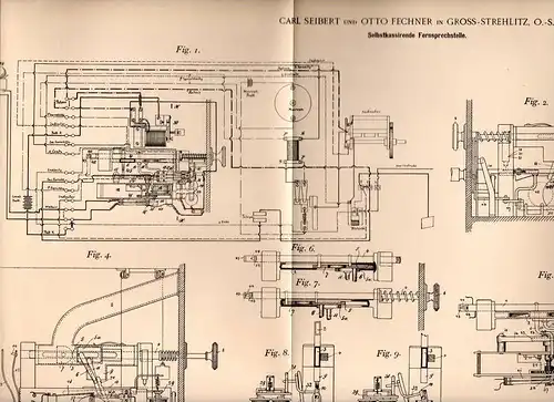 Original Patentschrift - C. Seibert und O. Fichner in Gross Strehlitz , O.-S. , 1899 , Telephon - Apparat , Fernsprecher