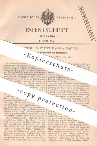 original Patent - Dr. George Henry Peck Flagg , Boston , USA , 1900 , Beschneiden von Schuhsohlen | Schuh , Schuhwerk !