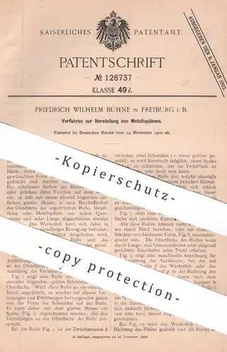original Patent - Friedrich Wilhelm Bühne , Freiburg / Bayern , 1900 , Metallspäne herstellen | Metall , Fräse , Stahl !
