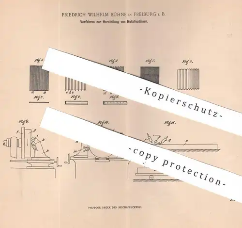 original Patent - Friedrich Wilhelm Bühne , Freiburg / Bayern , 1900 , Metallspäne herstellen | Metall , Fräse , Stahl !