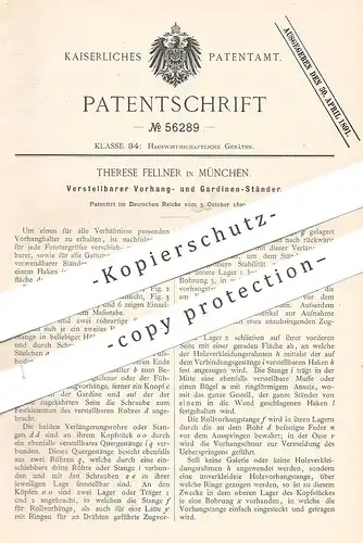 original Patent - Therese Fellner , München , 1890 , Ständer für Vorhang u. Gardine | Gardinen , Fenster , Jalousie !!!