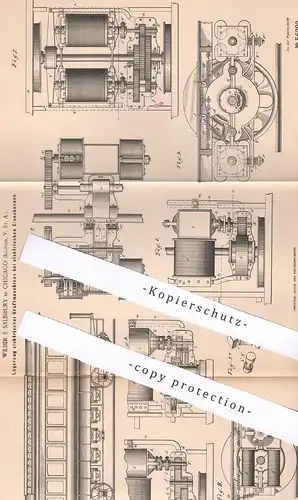 original Patent - Wilber S. Salisbury , Chicago , Illinois , USA , 1889 , elektr. Kraftmaschinen an elektr. Eisenbahnen