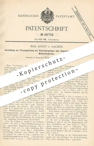 original Patent - Max Arndt , Aachen , 1895 , Anzeige an Waage , Messinstrument | Gaswaage , Pyrometer , Zugmesser !!