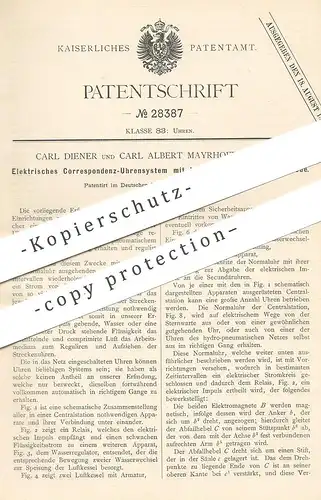 original Patent - Carl Diener , Carl Albert Mayrhofer , Wien / Österreich , 1884 , Uhrensystem | Uhr , Uhren , Uhrwerk !