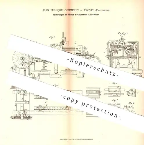 original Patent - Jean François Gommeret , Troyes , Frankreich  1880 , mechanische Kulierstühle | Kulierstuhl | Webstuhl