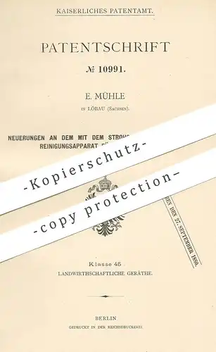 original Patent - E. Mühle , Löbau , 1880 , Reinigung von Dreschmaschinen | Strohschüttler | Stroh | Drescher , Dreschen