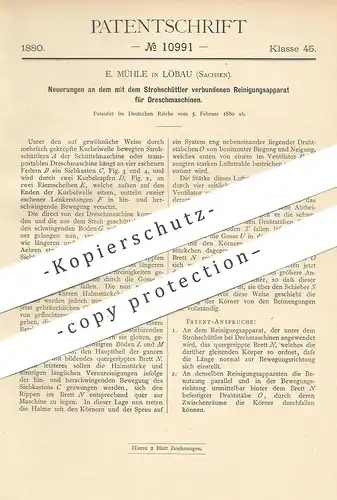 original Patent - E. Mühle , Löbau , 1880 , Reinigung von Dreschmaschinen | Strohschüttler | Stroh | Drescher , Dreschen