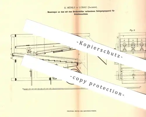 original Patent - E. Mühle , Löbau , 1880 , Reinigung von Dreschmaschinen | Strohschüttler | Stroh | Drescher , Dreschen