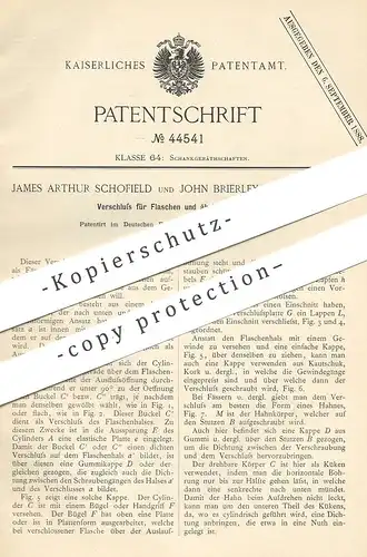 original Patent - James Arthur Schofield , John Brierley , Southport , 1887 , Verschluss für Flasche | Flaschen , Korken