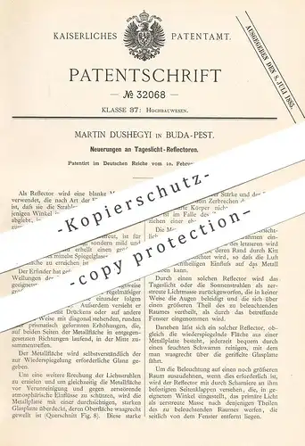 original Patent - Martin Dushegyi , Budapest , 1885 , Tageslicht - Reflektor | Reflektoren | Lichtstrahlen , Spiegel !!!