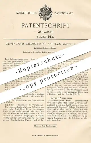 original Patent - Oliver James Willmot , St. Andrews , Malvern , England , 1901 , Zusammenlegbare Schale | Aschenbecher