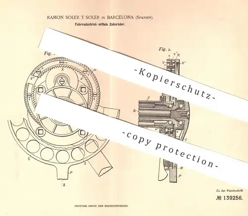 original Patent - Ramon Soler y Soler , Barcelona , Spanien , 1902 , Fahrrad - Tretkurbel | Fahrräder | Antrieb !!!