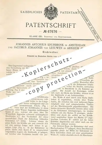 original Patent - Johannes Antonius Kruisbrink , Amsterdam | Jacobus J. van Leeuwen , Arnhem , Holland 1891 | Eisbrecher