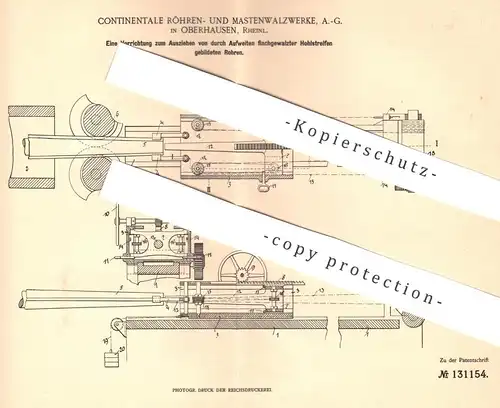 original Patent - Continentale Röhren- u. Mastenwalzwerke AG , Oberhausen , 1901 , Rohr , Rohre | Walze , Metall , Eisen