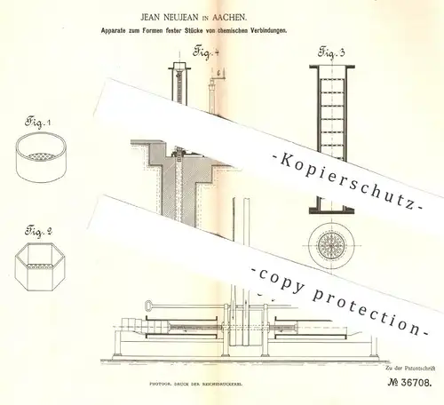 original Patent - Jean Neujean , Aachen , 1885 , Formen fester Stücke von chemischen Verbindungen | Chemie !!!