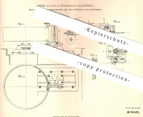 original Patent - Haniel & Lueg , Düsseldorf / Grafenberg , 1896 , Bearbeiten der Zylinder | Metall , Schlosser , Fräsen