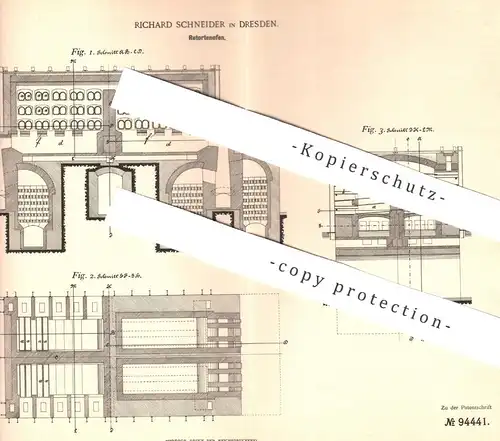 original Patent - Richard Schneider , Dresden , 1896 , Retortenofen | Ofen , Öfen , Ofenbauer , Feuerung , Heizung !!!