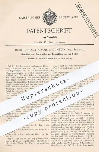 original Patent - Robert Noble Adams , Dunedin , Neuseeland , 1896 , Beschneiden von Papierbögen an 4 Seiten | Papier !!