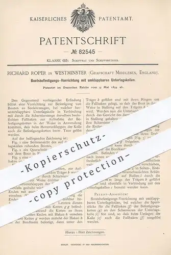 original Patent - Richard Roper , Westminster Middlesex , England  1894 , Boot , Schiff | Beiboot , Schiffbau , Seefahrt