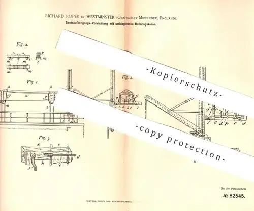 original Patent - Richard Roper , Westminster Middlesex , England  1894 , Boot , Schiff | Beiboot , Schiffbau , Seefahrt