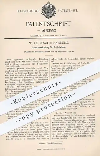 original Patent - W. J. E. Koch , Hamburg , 1894 , Schutz für Schleifsteine | Schleifen , Schleifrad , Schlosser !!