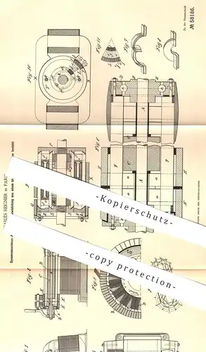 original Patent - Charles Reignier , Paris , Frankreich , 1890 , Dynamomaschinen - Anker | Dynamo | Strom , Elektriker !