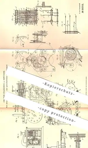 original Patent - Charles Stahlberg , New York , 1890 , Von einem Uhrwerk aus geschalteter Zeitstempel | Stempel , Druck