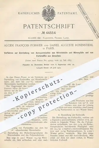 original Patent - Alcide François Poirrier , D. Aug. Rosenstiehl , Paris , Azoxyprodukt aus Nitrotoluidin & Nitroxylidin