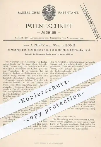 original Patent - A. Zuntz Seel. Wwe. in Bonn , 1886 , Herstellung von konzentriertem Kaffee - Extrakt | Coffee , Cafe !